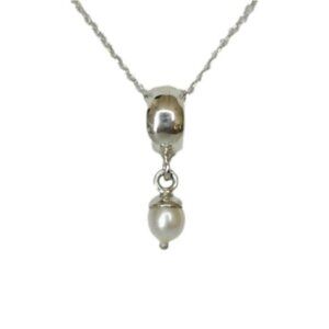New Sterling silver white freshwater pearl pendant necklace